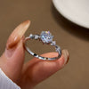 Classic Sixclaw Flash Diamond Ins Moissanite Ring For Women Silver Geometric Design Electroplated