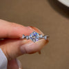 Classic Sixclaw Flash Diamond Ins Moissanite Ring For Women Silver Geometric Design Electroplated