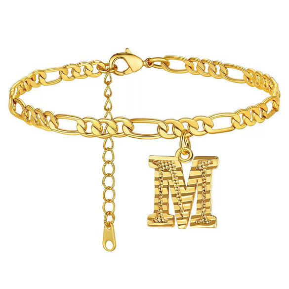 Classic Stainless Steel Letter Anklet Cuban Chain Fashion Summer Anklet For Women And Men