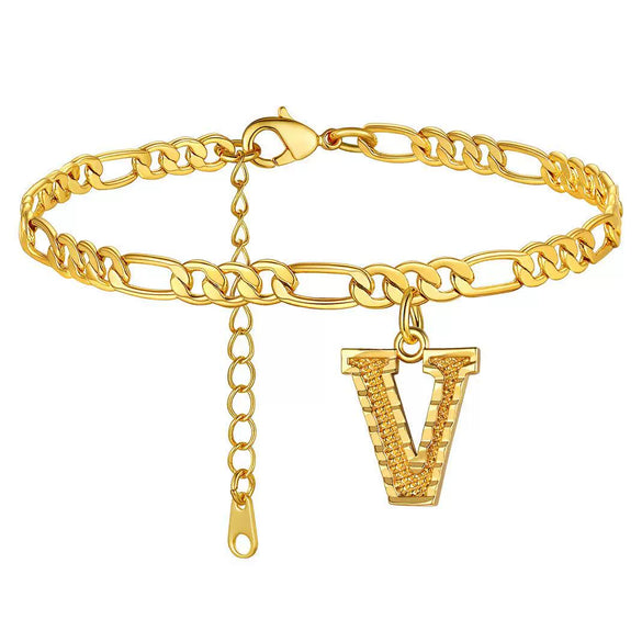 Classic Stainless Steel Letter Anklet Cuban Chain Fashion Summer Anklet For Women And Men