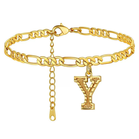 Classic Stainless Steel Letter Anklet Cuban Chain Fashion Summer Anklet For Women And Men