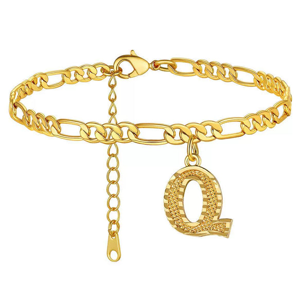 Classic Stainless Steel Letter Anklet Cuban Chain Fashion Summer Anklet For Women And Men