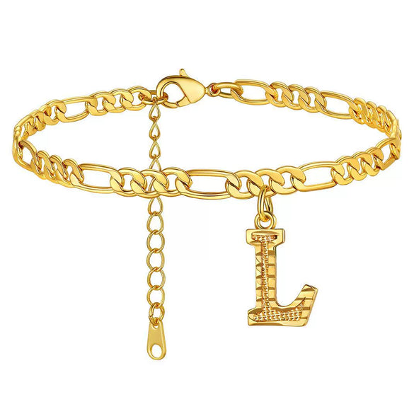 Classic Stainless Steel Letter Anklet Cuban Chain Fashion Summer Anklet For Women And Men