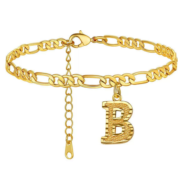 Classic Stainless Steel Letter Anklet Cuban Chain Fashion Summer Anklet For Women And Men