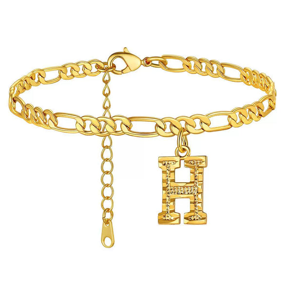 Classic Stainless Steel Letter Anklet Cuban Chain Fashion Summer Anklet For Women And Men