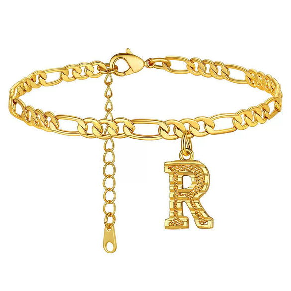 Classic Stainless Steel Letter Anklet Cuban Chain Fashion Summer Anklet For Women And Men