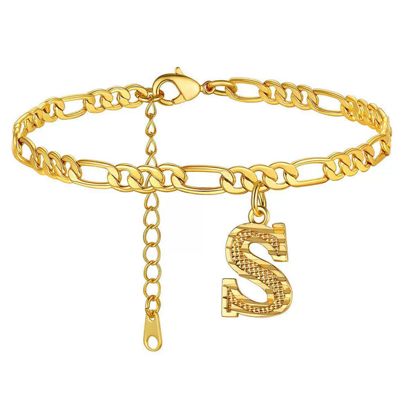 Classic Stainless Steel Letter Anklet Cuban Chain Fashion Summer Anklet For Women And Men