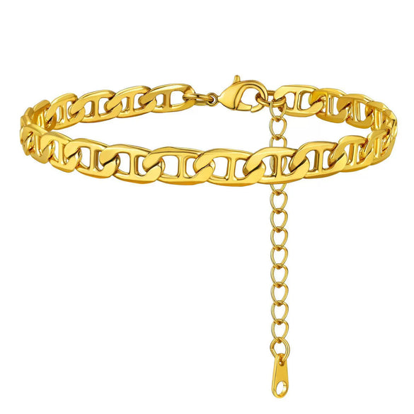 Classic Stainless Steel Letter Anklet Cuban Chain Fashion Summer Anklet For Women And Men