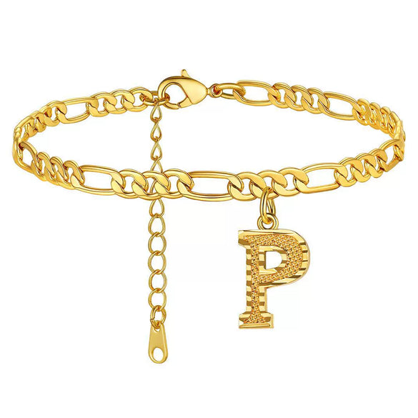 Classic Stainless Steel Letter Anklet Cuban Chain Fashion Summer Anklet For Women And Men