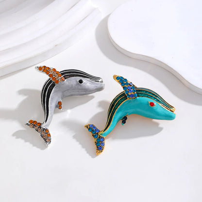 Classic Style Animal Dolphin Horse Alloy Inlay Rhinestones Unisex Brooches