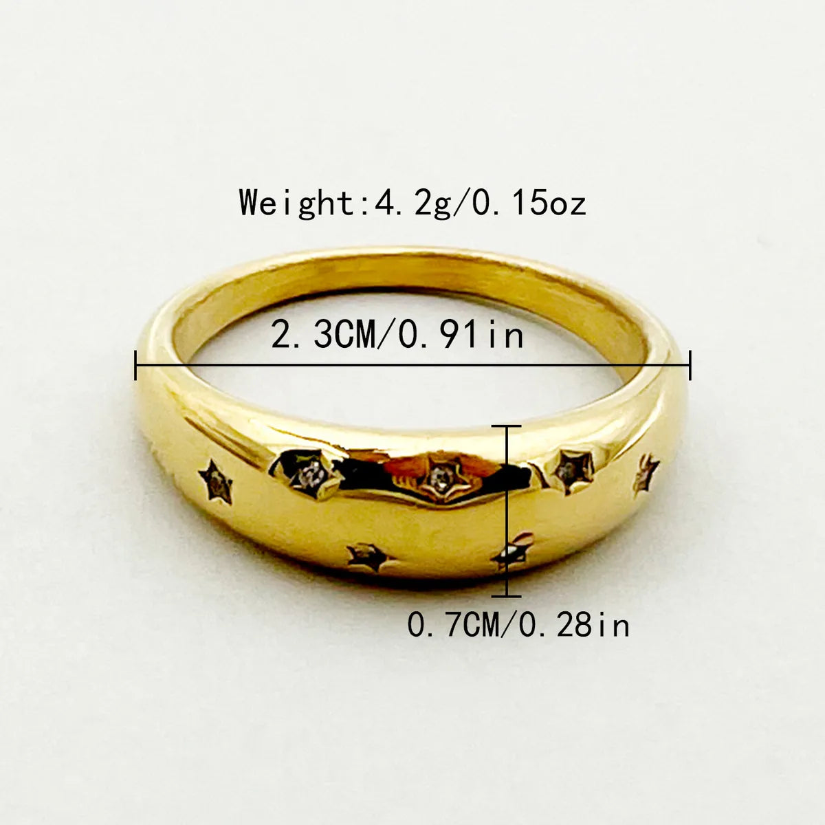 304 Stainless Steel 14K Gold Plated Classic Style Artistic Plating Inlay Star Zircon Rings