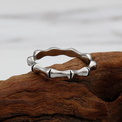 Classic Style Bamboo Titanium Steel Unisex Rings