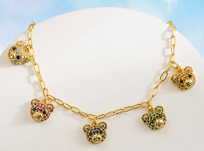 Classic Style Bear Copper 14k Gold Plated Zircon Bracelets In Bulk