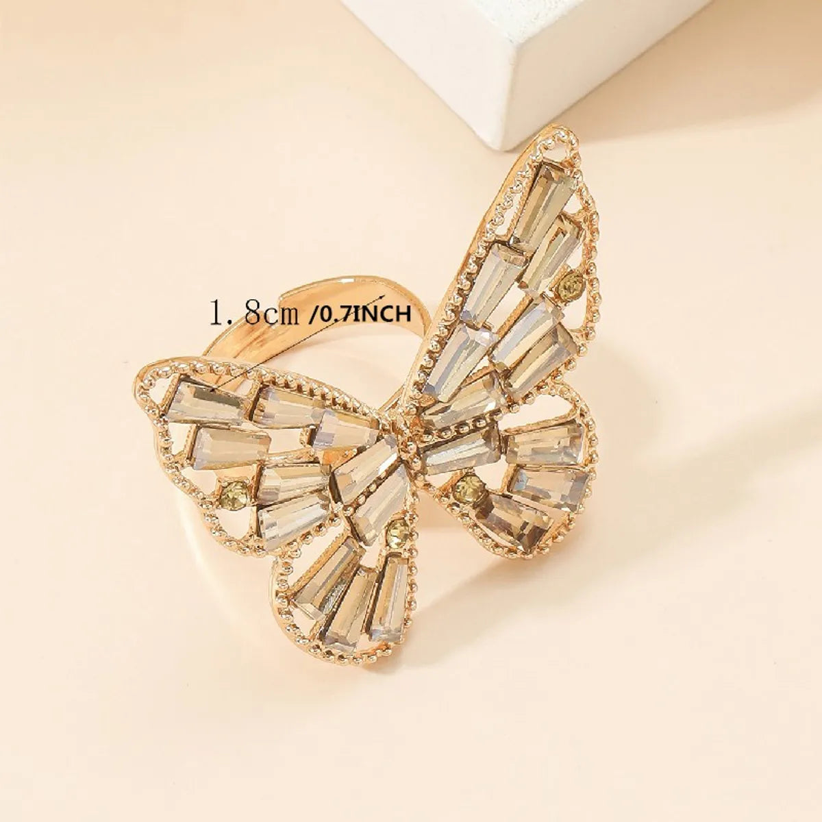 Classic Style Butterfly Alloy Inlay Rhinestones Zircon Women's Rings