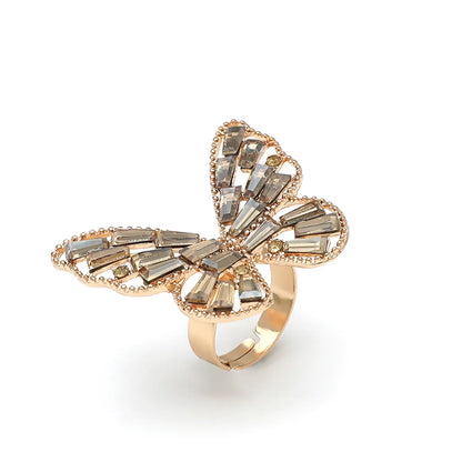 Classic Style Butterfly Alloy Inlay Rhinestones Zircon Women's Rings