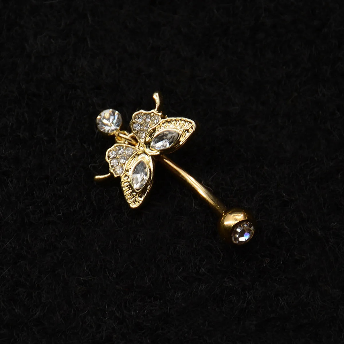 Classic Style Butterfly Stainless Steel Copper Plating Inlay Zircon White Gold Plated Gold Plated Belly Ring