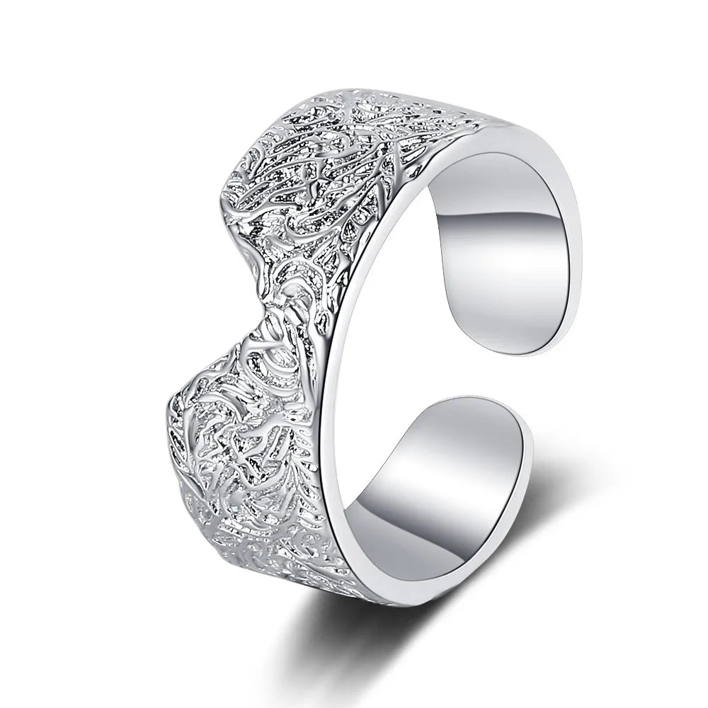 Classic Style C Shape Copper Plating White Gold Plated Rings