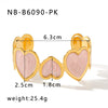 Classic Style C Shape Heart Shape 304 Stainless Steel 18K Gold Plated Cuff Bracelets In Bulk