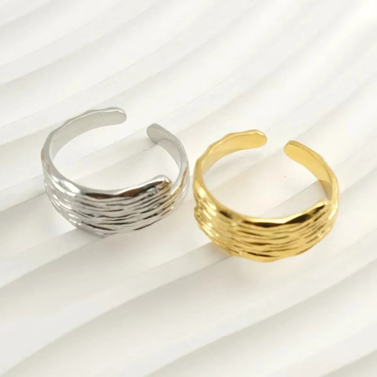 Classic Style C Shape Titanium Steel Plating 18k Gold Plated Open Rings