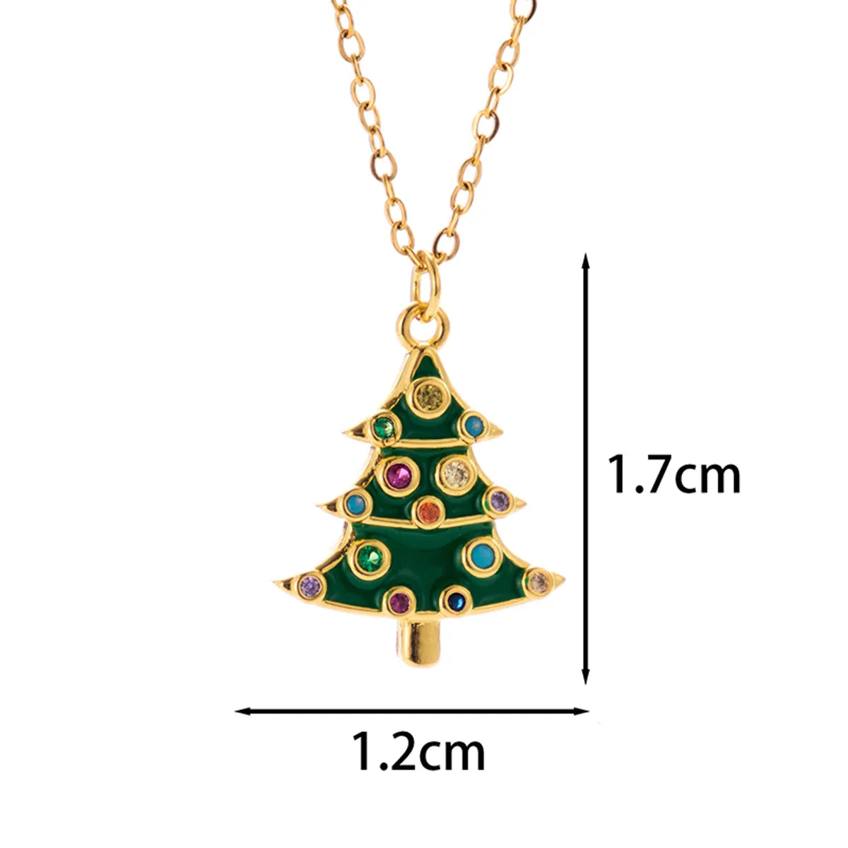 Classic Style Christmas Hat Christmas Tree Santa Claus Stainless Steel Copper Plating Inlay Zircon 18k Gold Plated Pendant Necklace