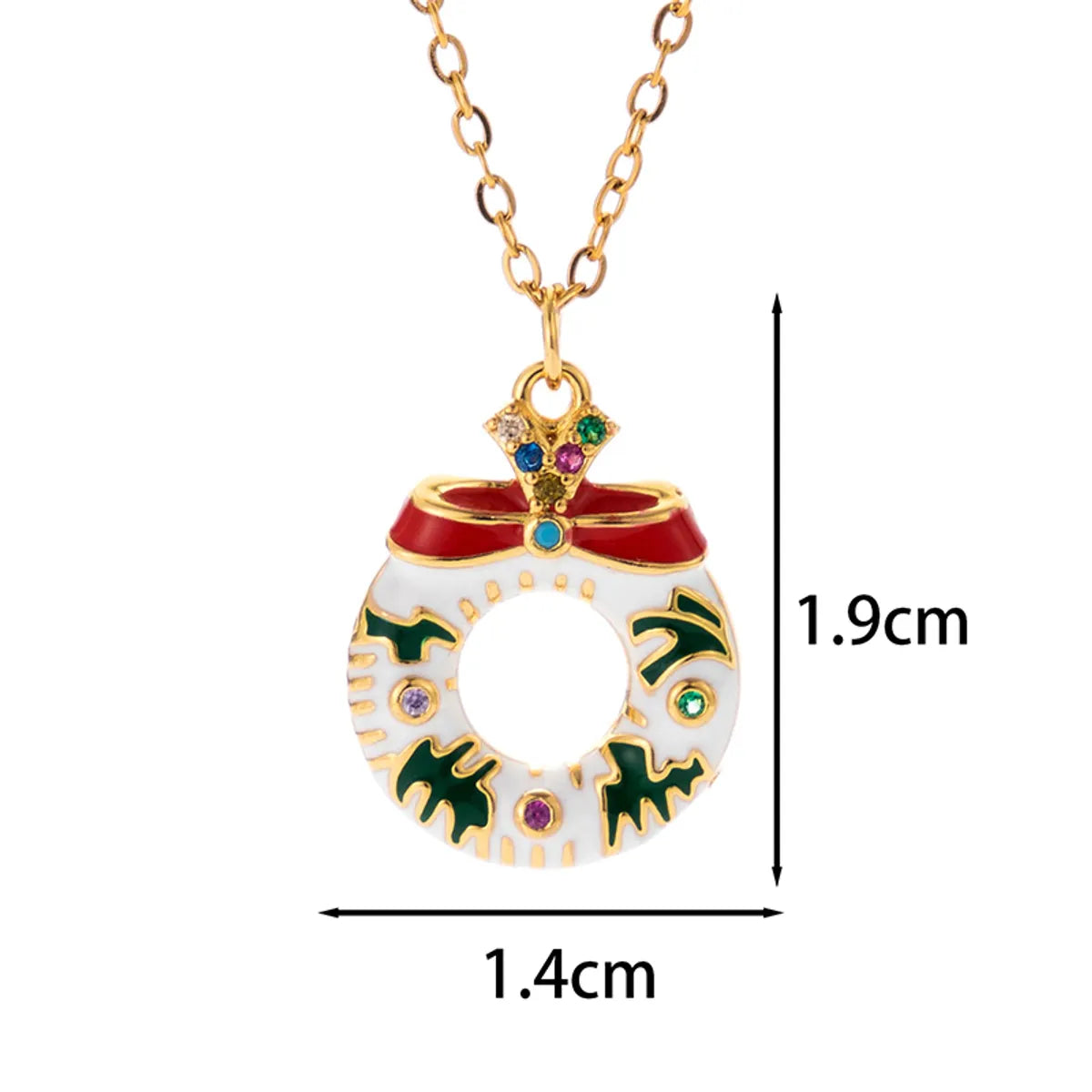 Classic Style Christmas Hat Christmas Tree Santa Claus Stainless Steel Copper Plating Inlay Zircon 18k Gold Plated Pendant Necklace