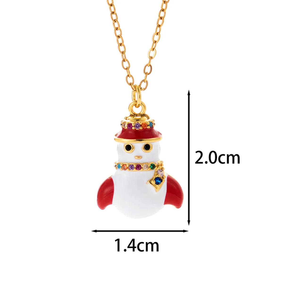 Classic Style Christmas Hat Christmas Tree Santa Claus Stainless Steel Copper Plating Inlay Zircon 18k Gold Plated Pendant Necklace