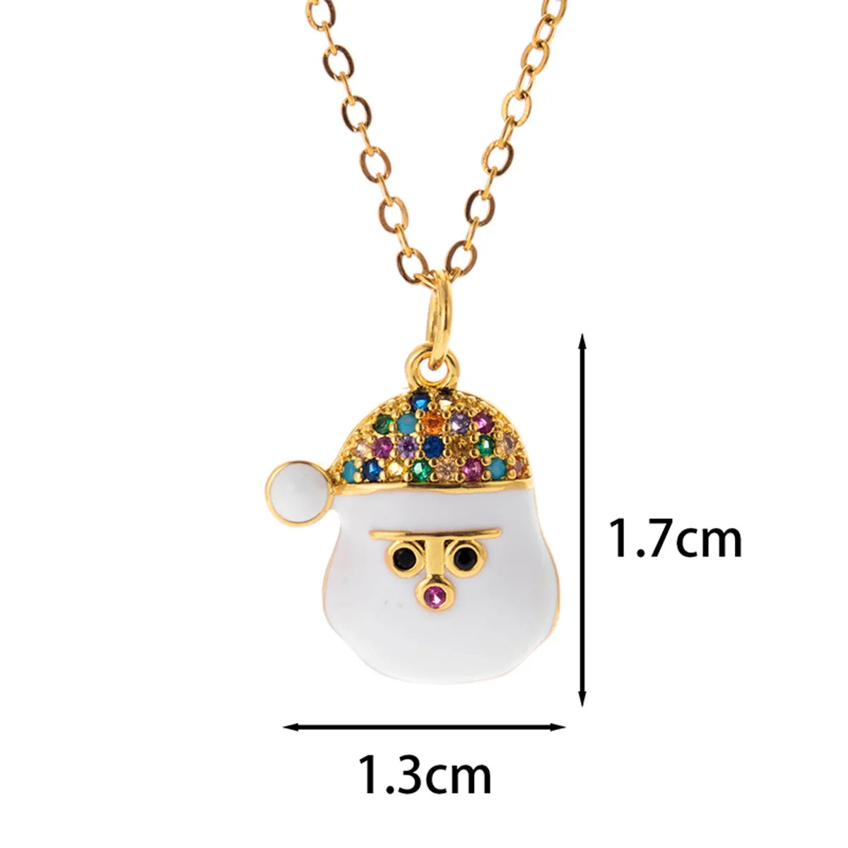 Classic Style Christmas Hat Christmas Tree Santa Claus Stainless Steel Copper Plating Inlay Zircon 18k Gold Plated Pendant Necklace