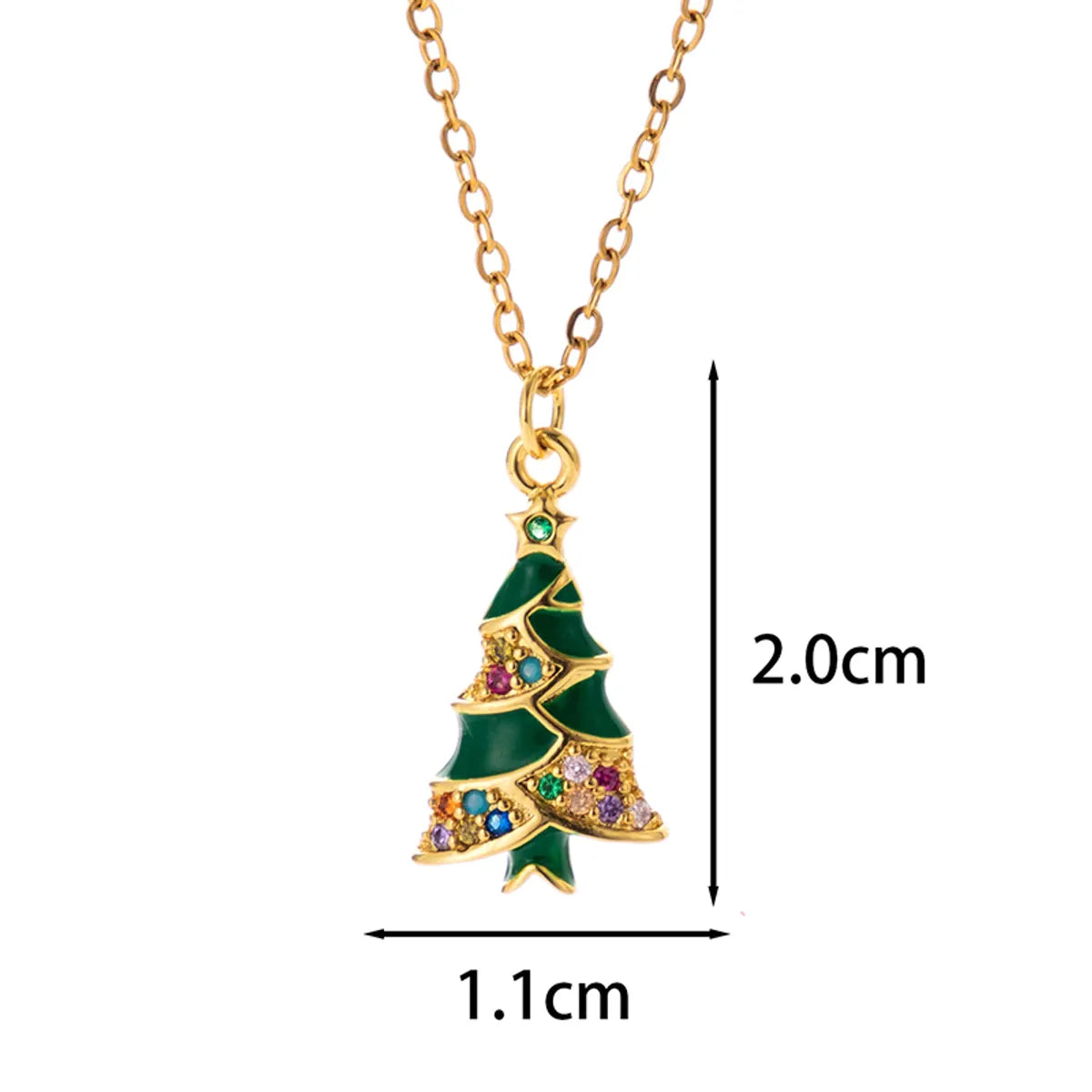 Classic Style Christmas Hat Christmas Tree Santa Claus Stainless Steel Copper Plating Inlay Zircon 18k Gold Plated Pendant Necklace