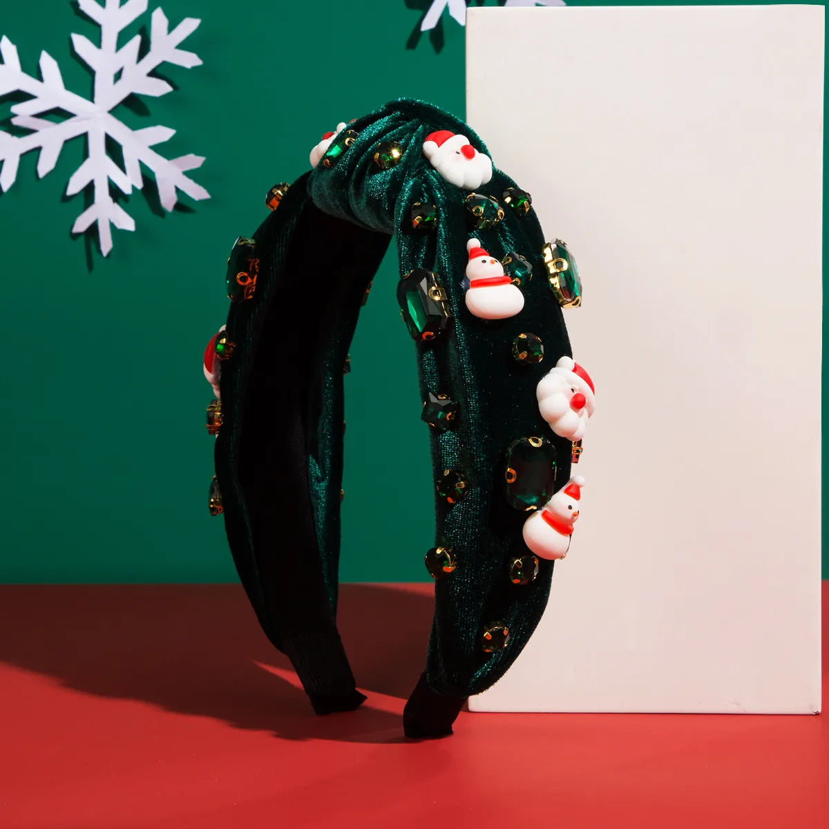 Classic Style Christmas Tree Santa Claus Snowman Cloth Inlay Glass Drill Hair Band