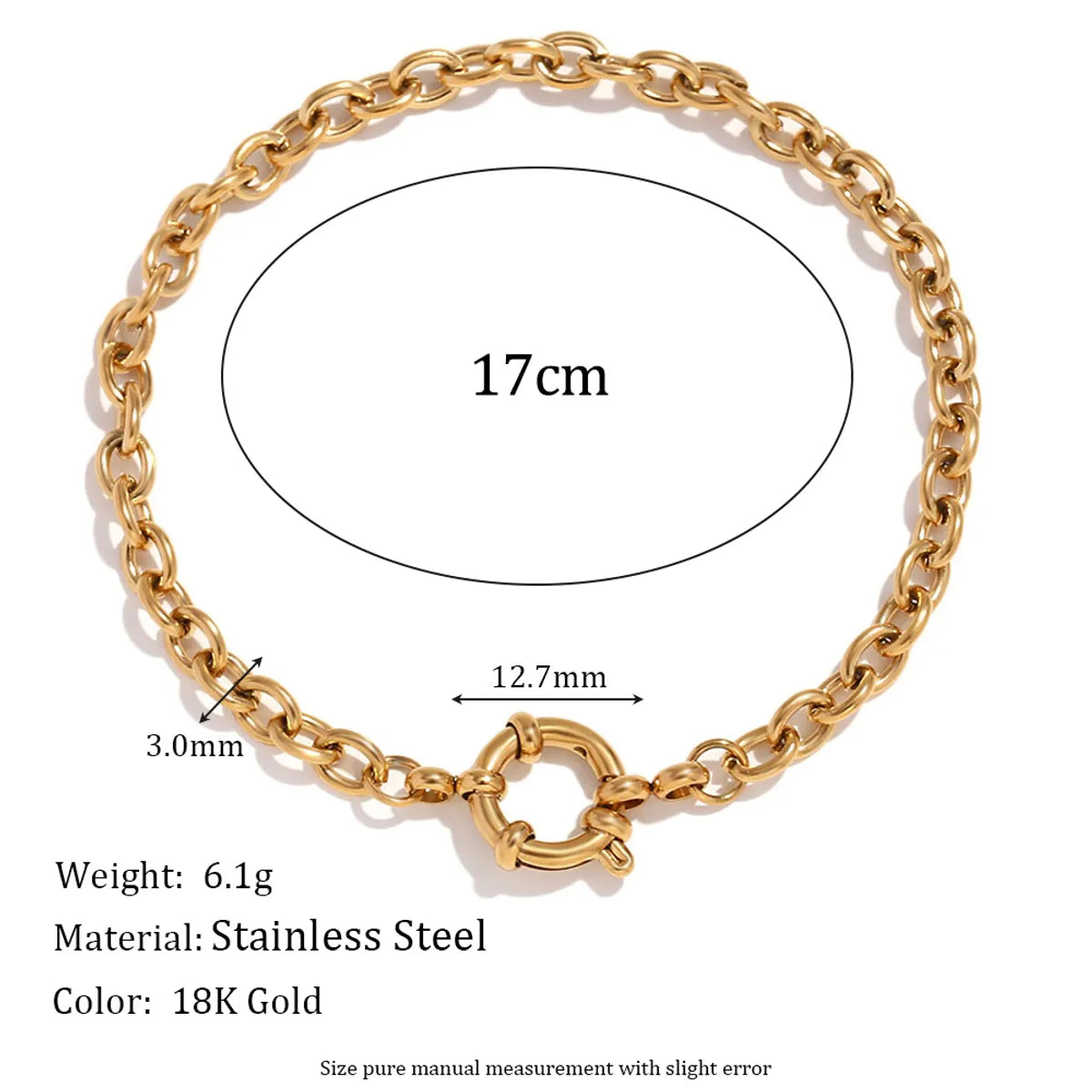 Classic Style Circle 304 Stainless Steel 18K Gold Plated Bracelets In Bulk