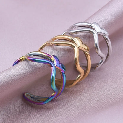 Classic Style Circle Stainless Steel Plating 18k Gold Plated Open Rings