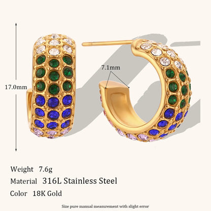 Classic Style Color Block Stainless Steel Titanium Steel Inlay Zircon Rings Earrings