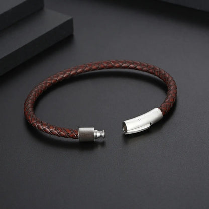 Classic Style Commute Color Block 304 Stainless Steel Pu Leather Polishing Men'S Bangle