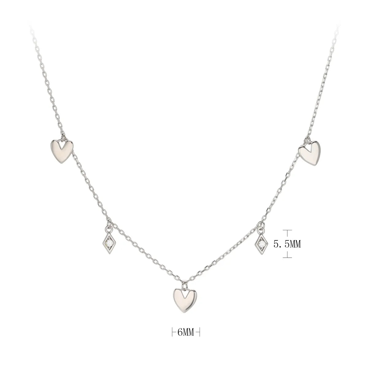 Classic Style Commute Heart Shape Rhombus Sterling Silver Plating Gold Plated Necklace