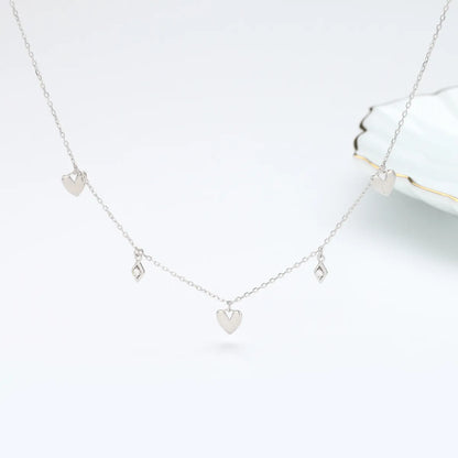 Classic Style Commute Heart Shape Rhombus Sterling Silver Plating Gold Plated Necklace