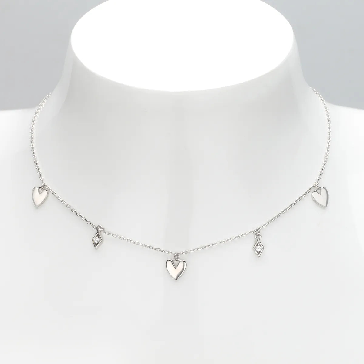 Classic Style Commute Heart Shape Rhombus Sterling Silver Plating Gold Plated Necklace