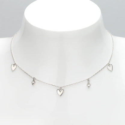 Classic Style Commute Heart Shape Rhombus Sterling Silver Plating Gold Plated Necklace