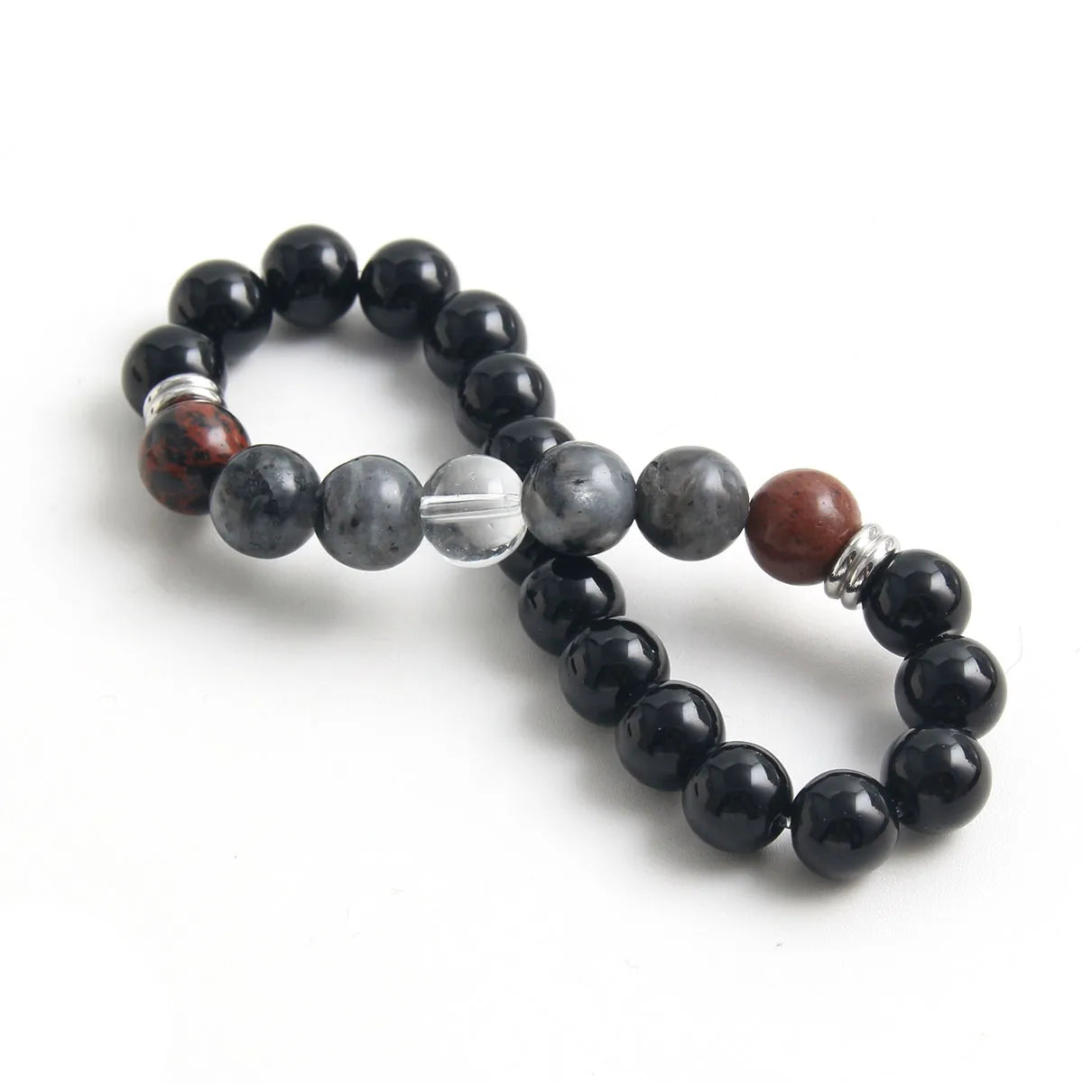 Classic Style Commute Round 304 Stainless Steel Natural Stone Beaded Handmade Men'S Bracelets