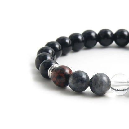 Classic Style Commute Round 304 Stainless Steel Natural Stone Beaded Handmade Men'S Bracelets