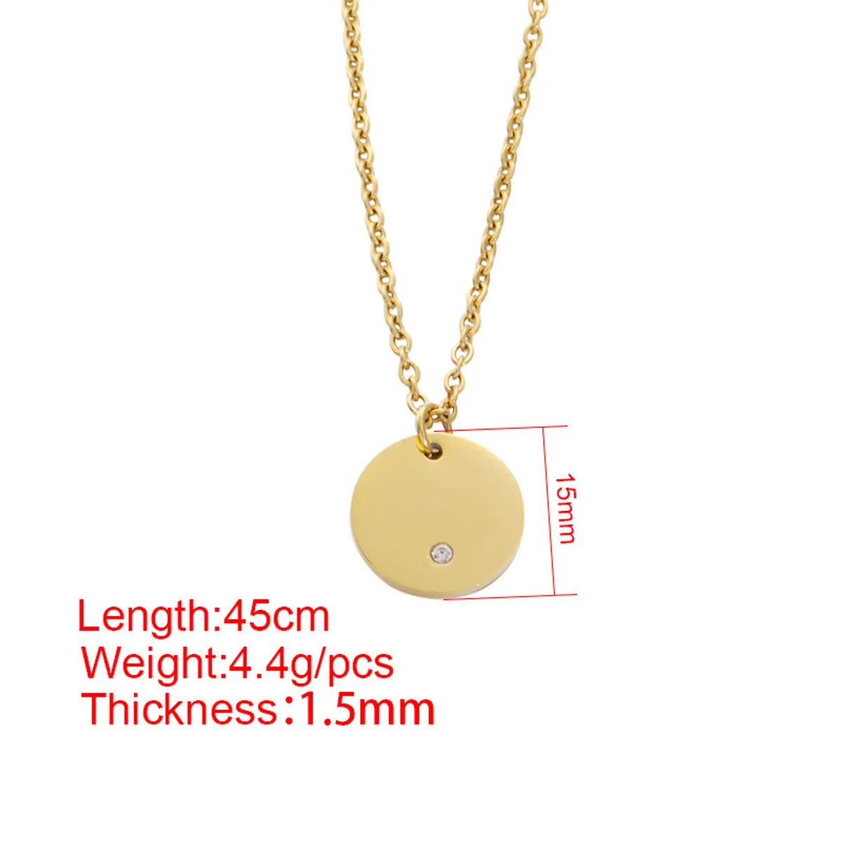 Classic Style Commute Round Stainless Steel Plating Gold Plated Silver Plated Pendant Necklace