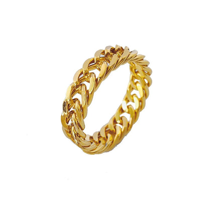 Titanium Steel 18K Gold Plated Classic Style Commute Plating Solid Color Titanium Steel Rings