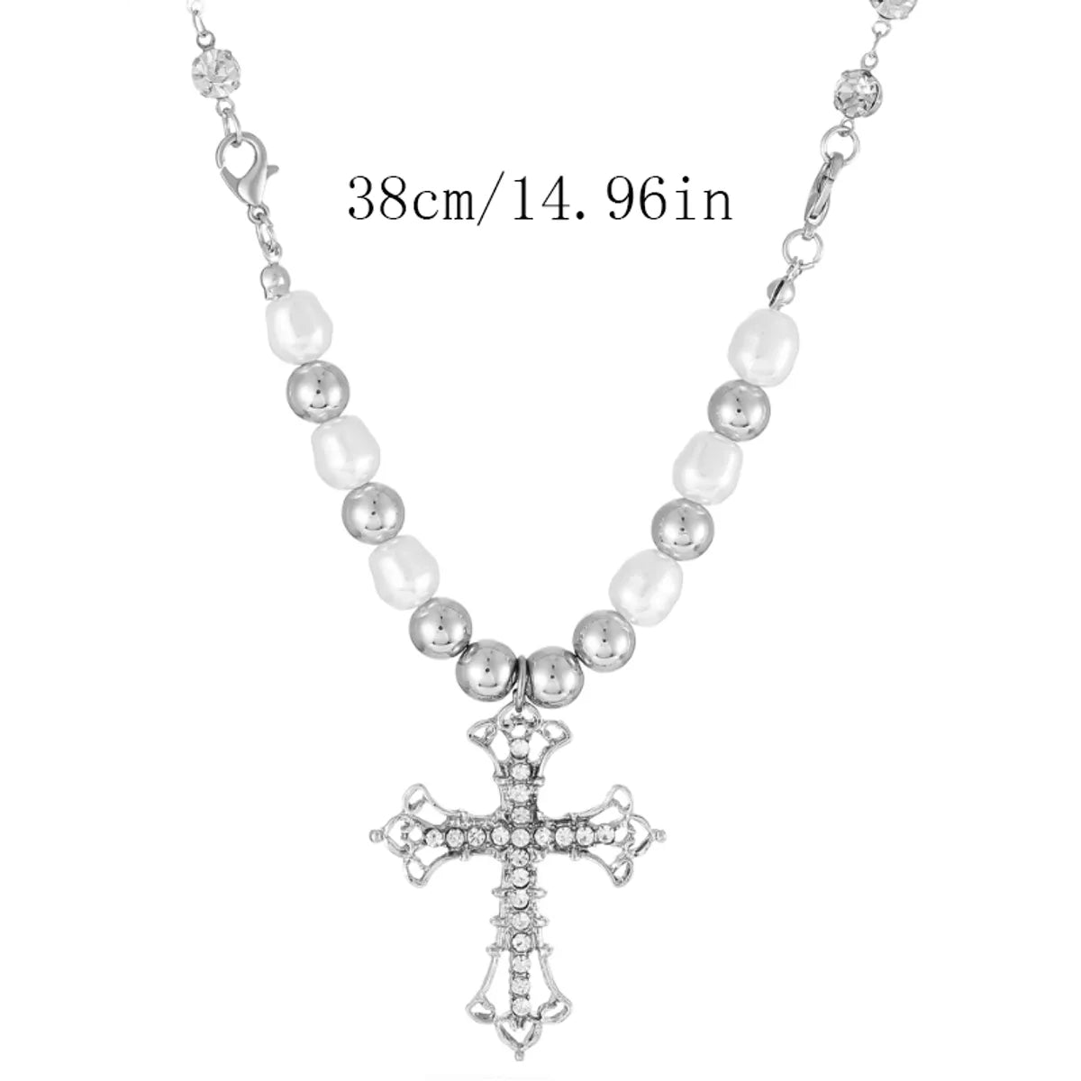 Classic Style Cross Rhinestones Zinc Alloy Wholesale Pendant Necklace