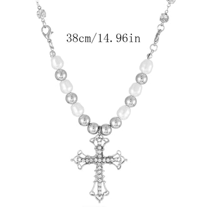 Classic Style Cross Rhinestones Zinc Alloy Wholesale Pendant Necklace