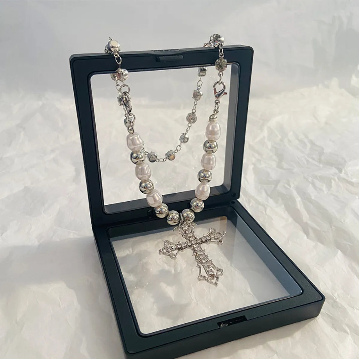 Classic Style Cross Rhinestones Zinc Alloy Wholesale Pendant Necklace