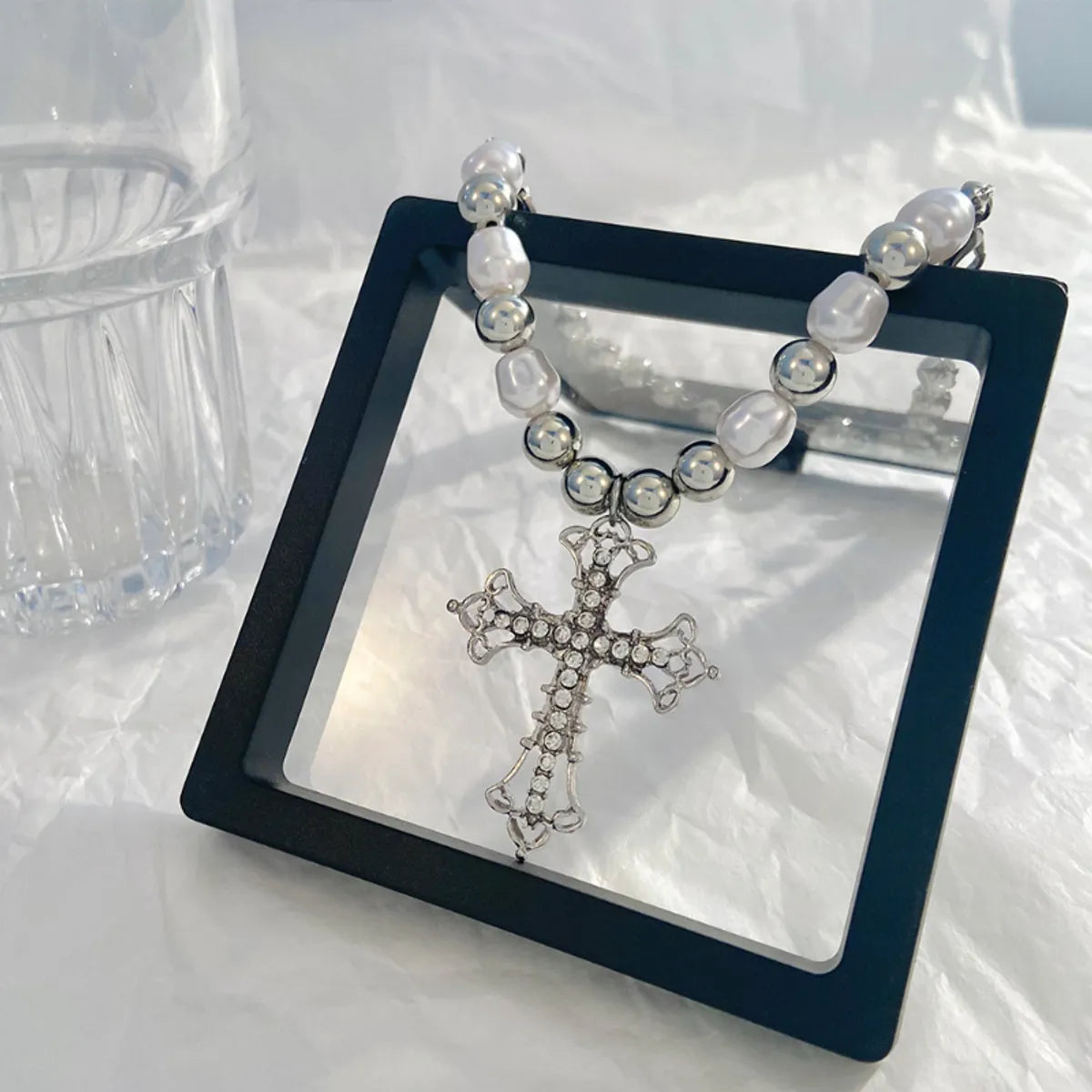 Classic Style Cross Rhinestones Zinc Alloy Wholesale Pendant Necklace