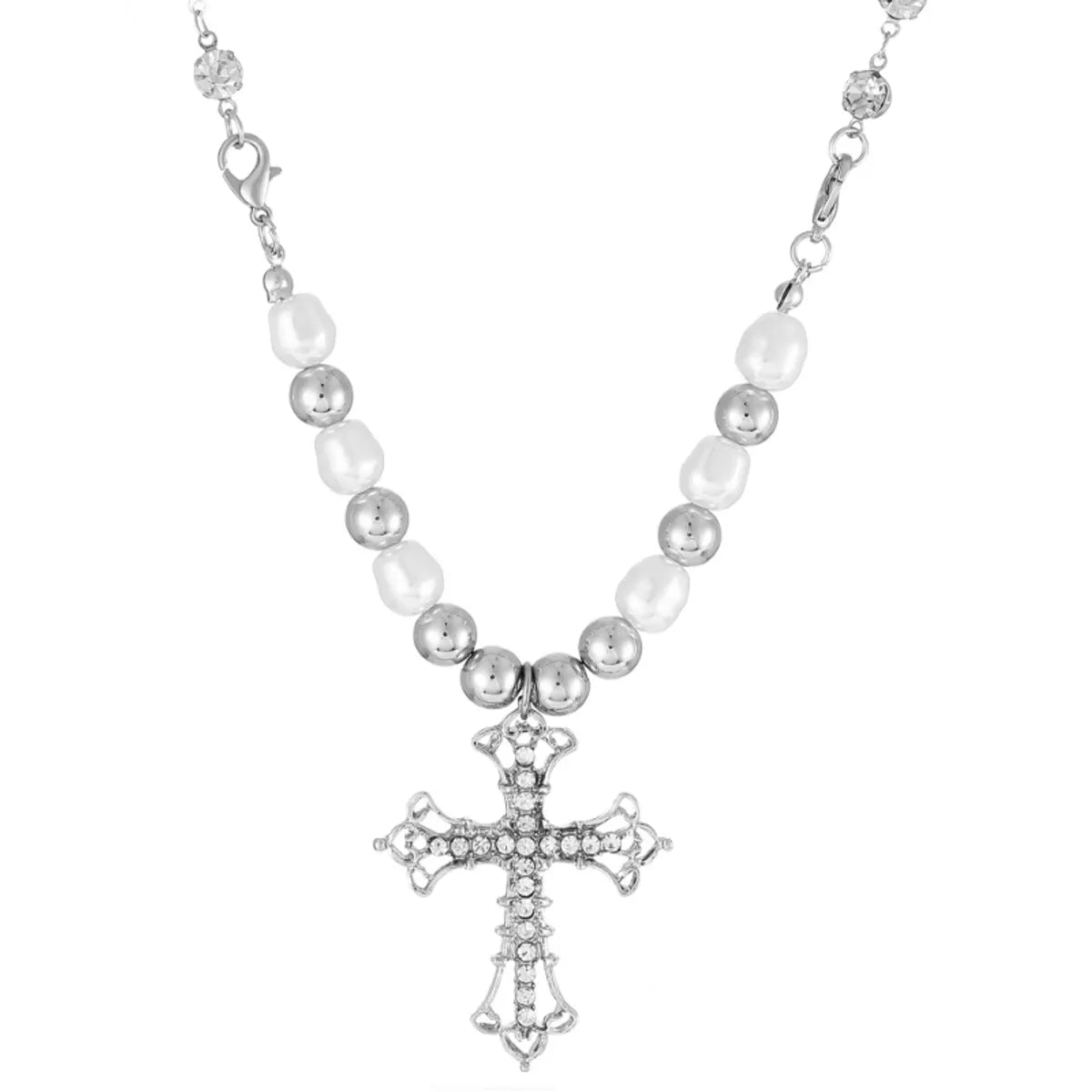 Classic Style Cross Rhinestones Zinc Alloy Wholesale Pendant Necklace