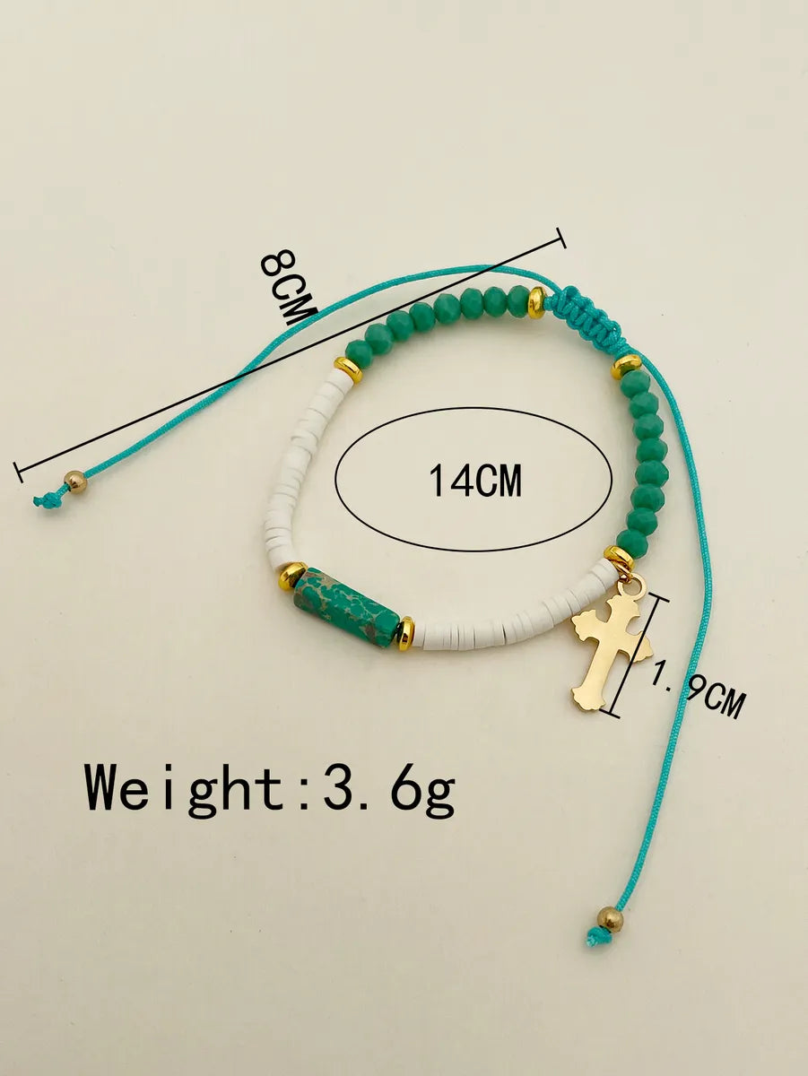 Classic Style Cross Stainless Steel Beaded Bracelets