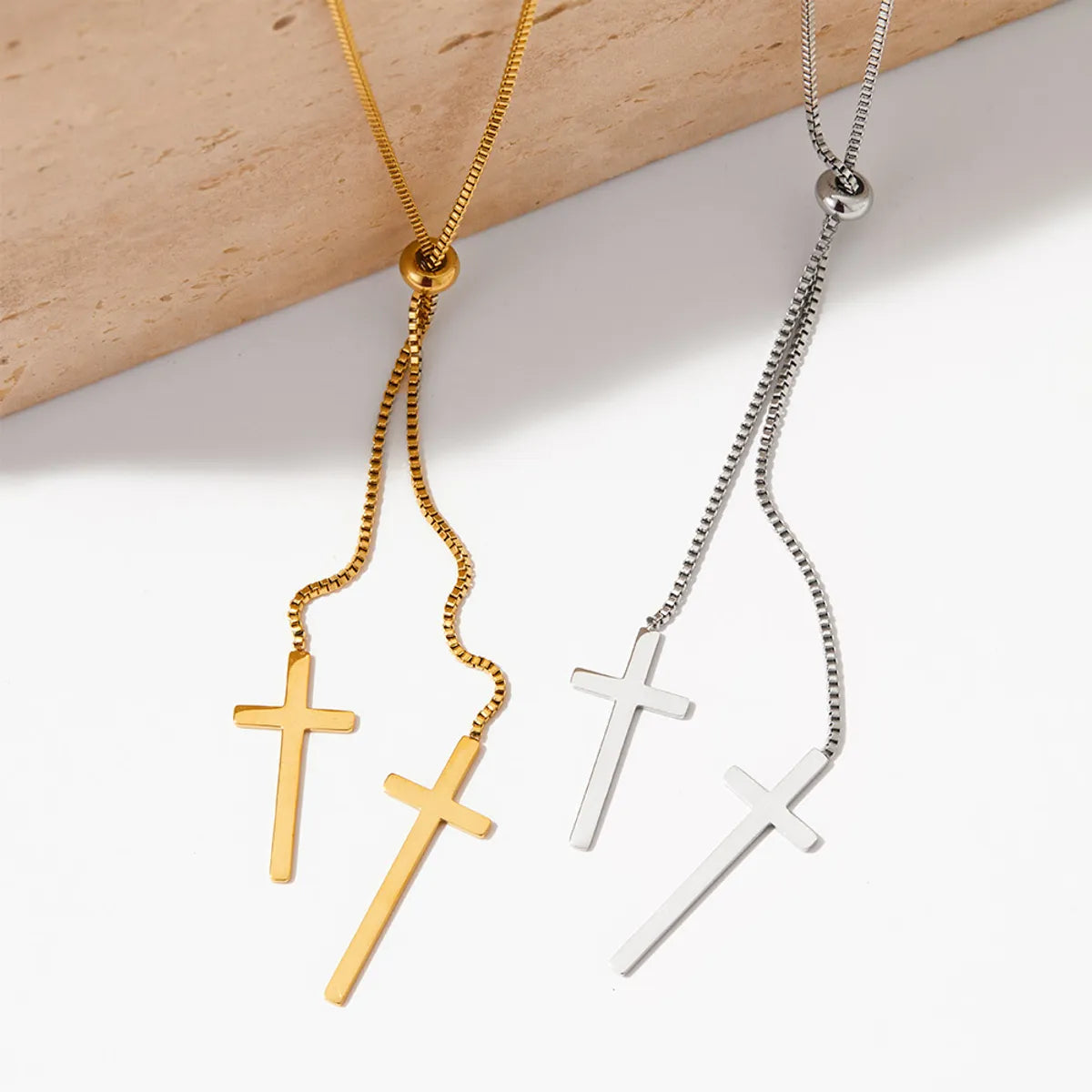 Classic Style Cross Stainless Steel Plating Necklace