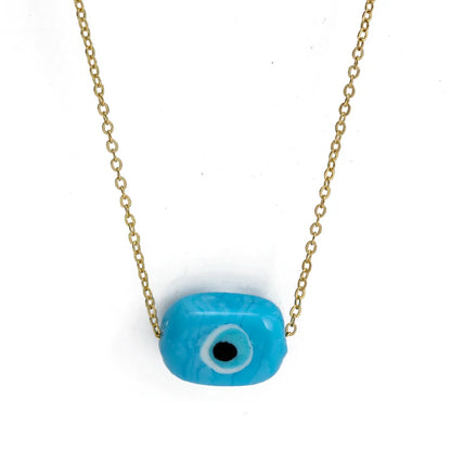 Classic Style Devil'S Eye Glass Copper Enamel Necklace