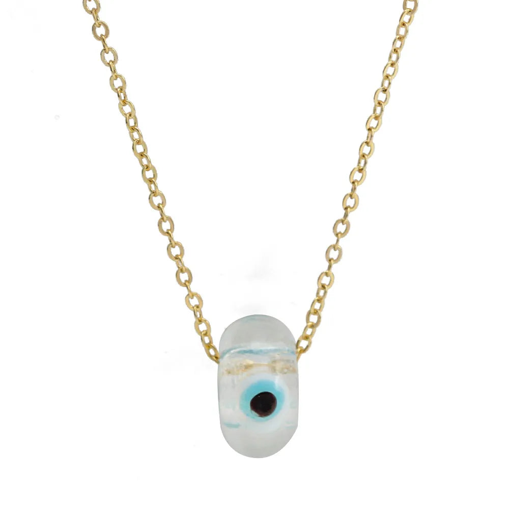 Classic Style Devil'S Eye Glass Copper Enamel Necklace